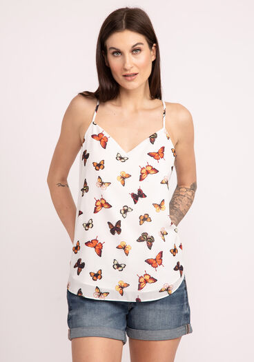 louise butterfly print cami, White Pt