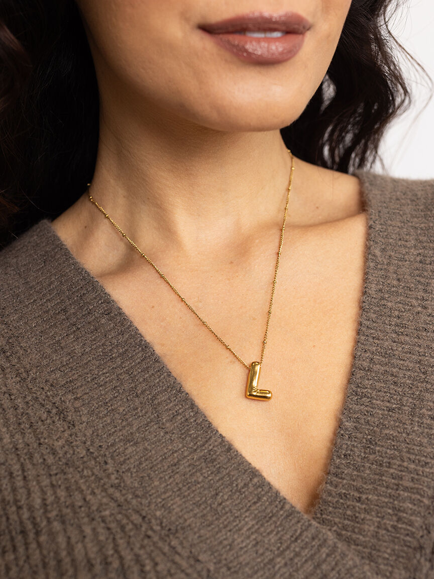 helium bubble initial necklace "L" Image 3
