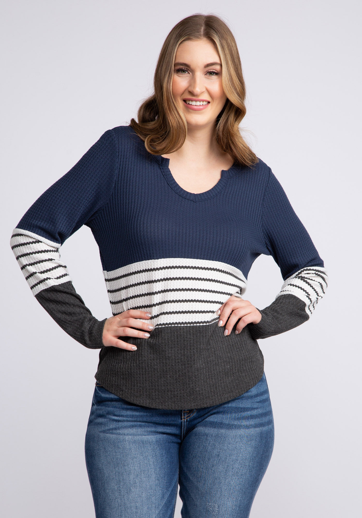 leighton colourblock waffle longsleeve Image 1