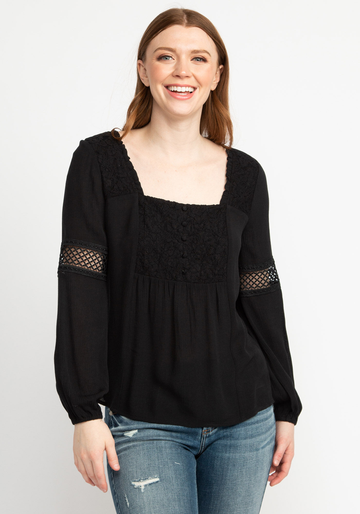 maggie square neck lace trimmed blouse Image 1