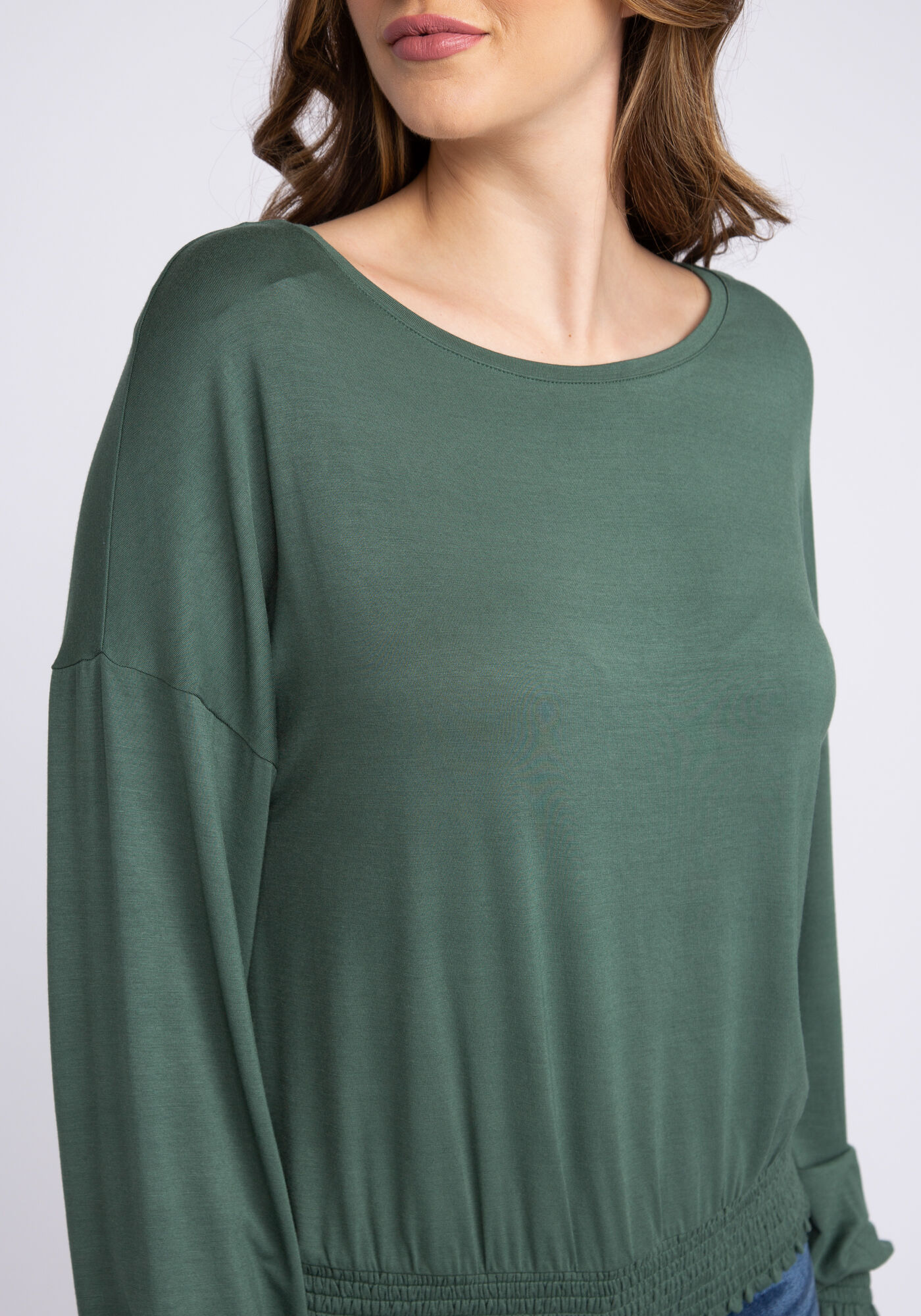 cassidy long sleeve smocked hem top Image 4