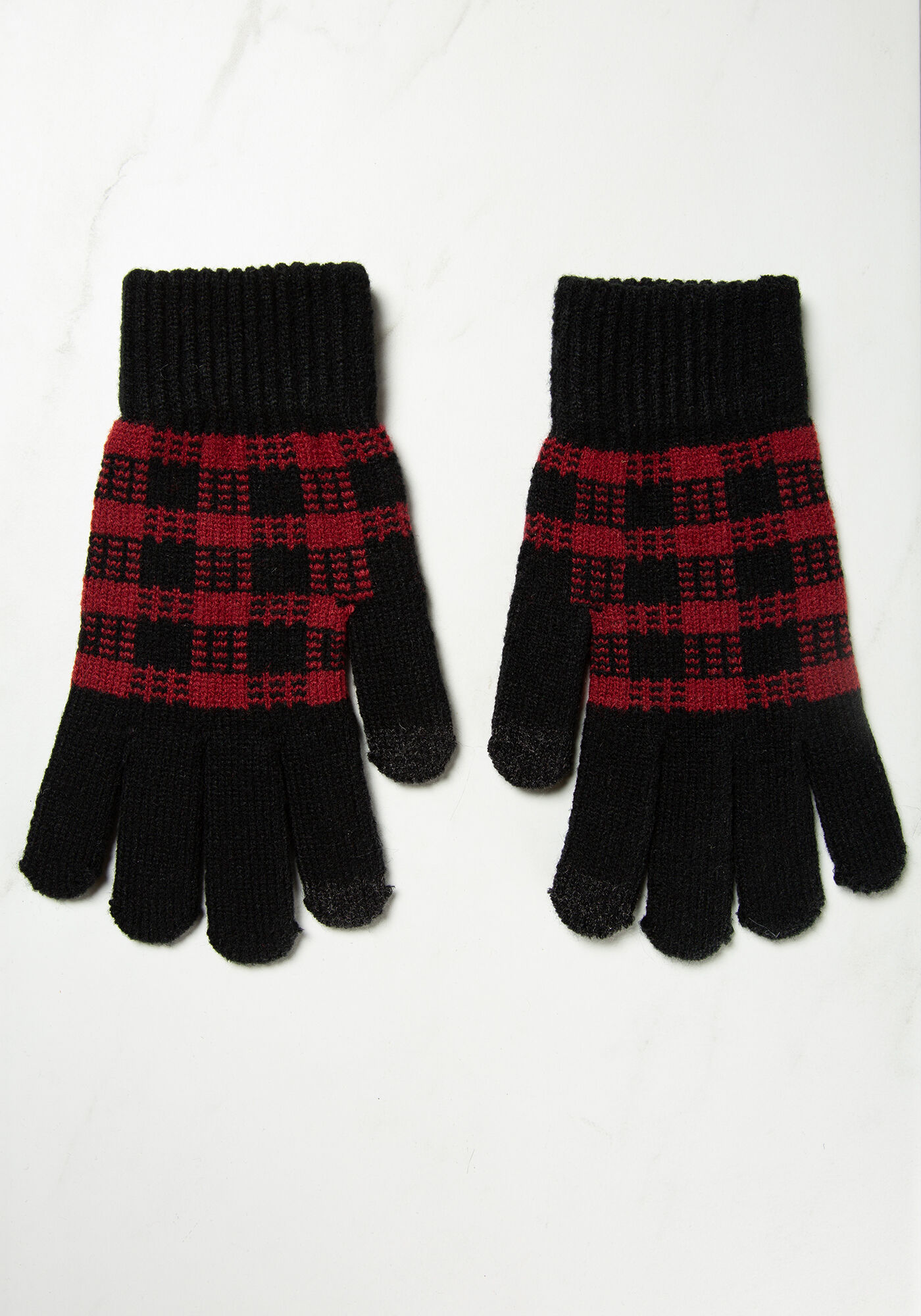 bb women gloves red buffalo plaid Image 4