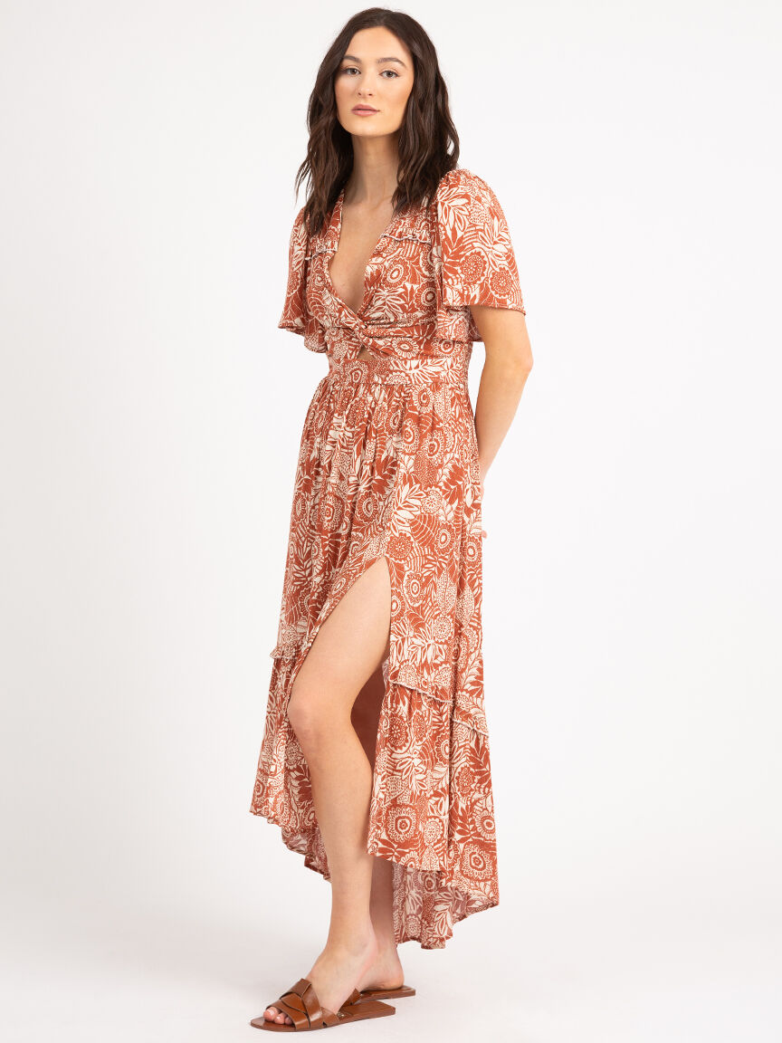 vneck flutter sleeve twist front maxi dress Image 2