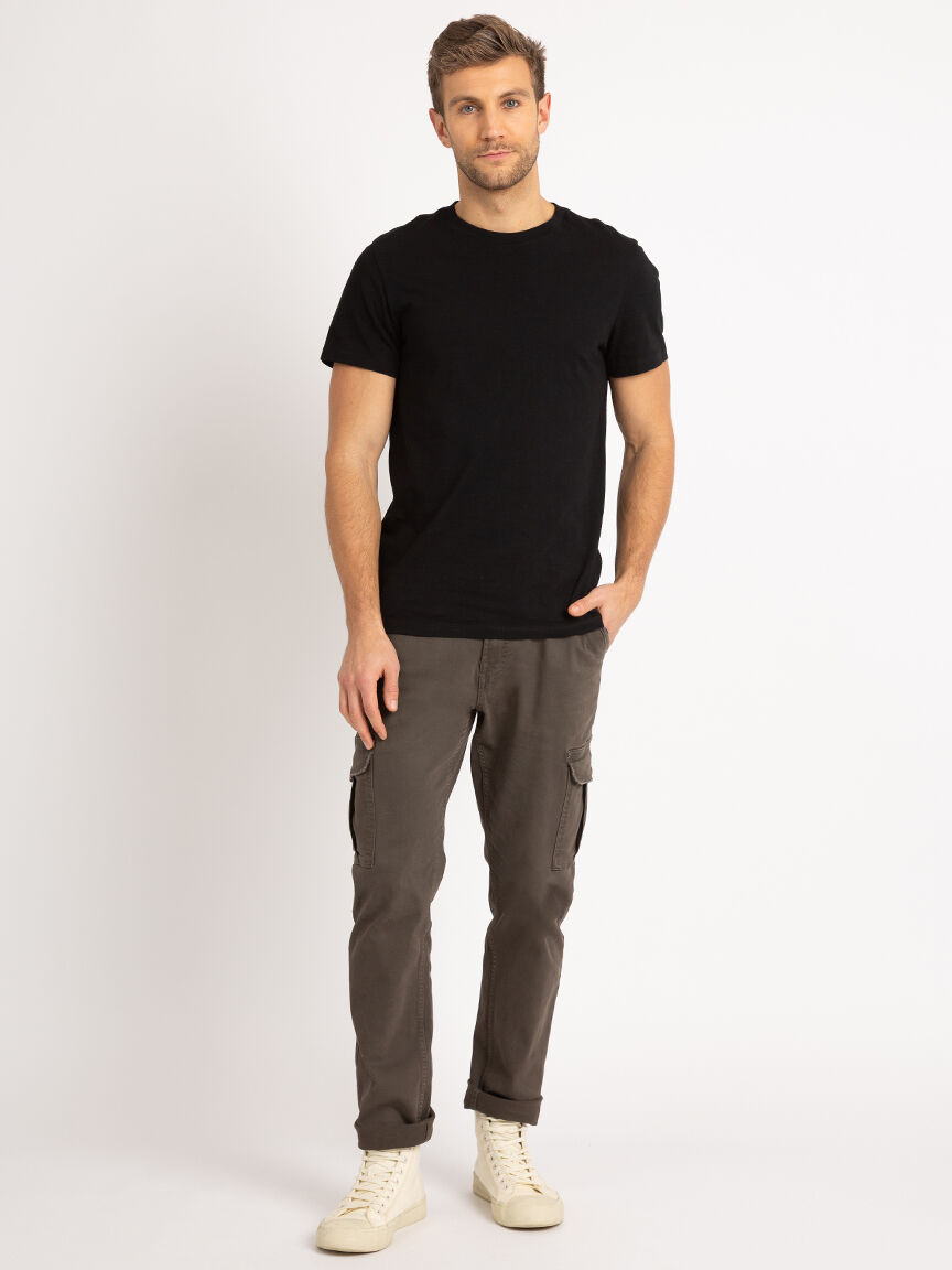 mens' slim straight army cargo pants Image 1