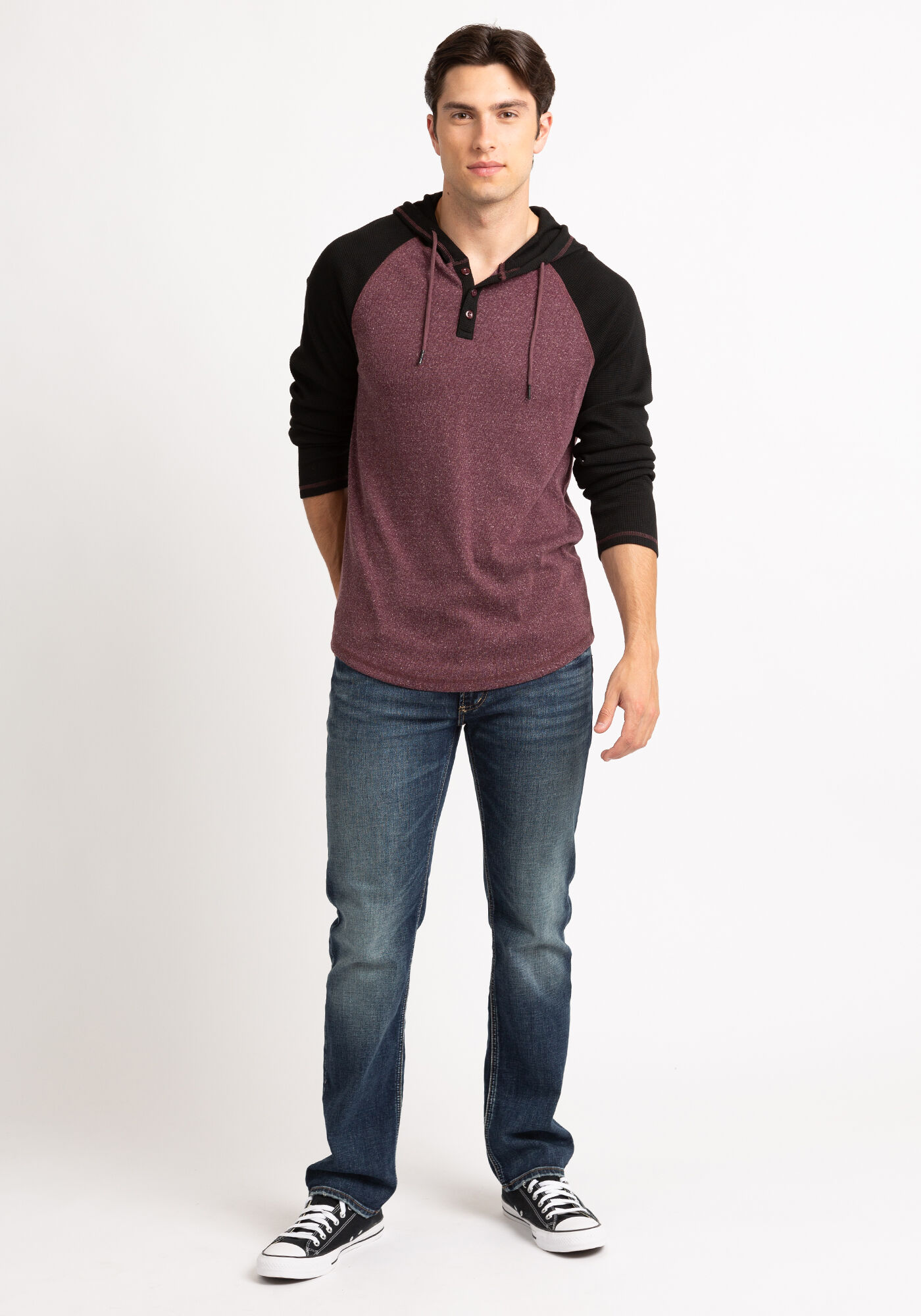 nicholas colourblock waffle henley hoodies Image 2
