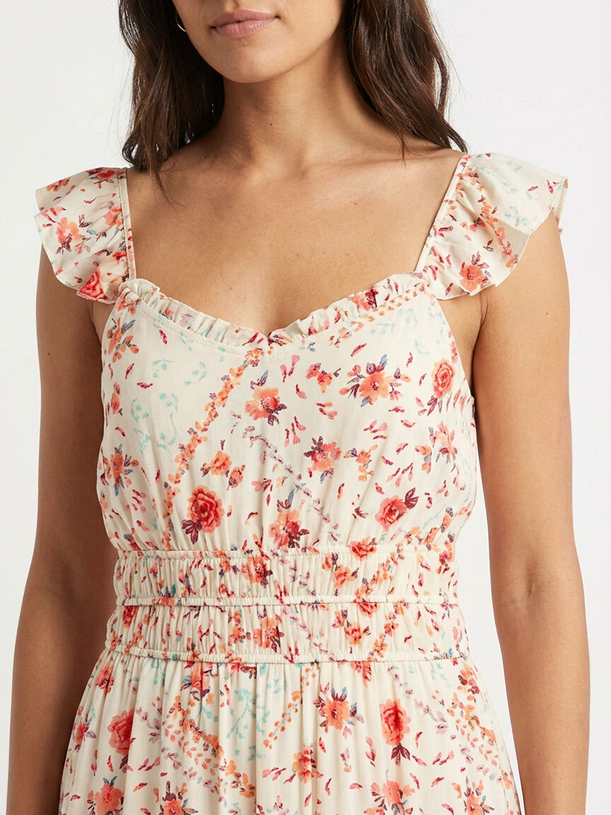 flutter sleeve chiffon maxi dress