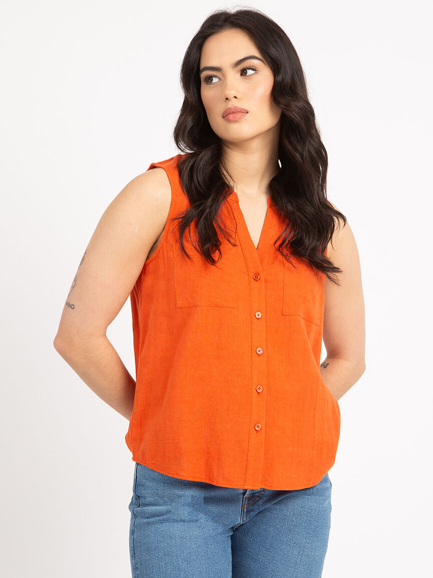 doris collarless button front shirt Image 1