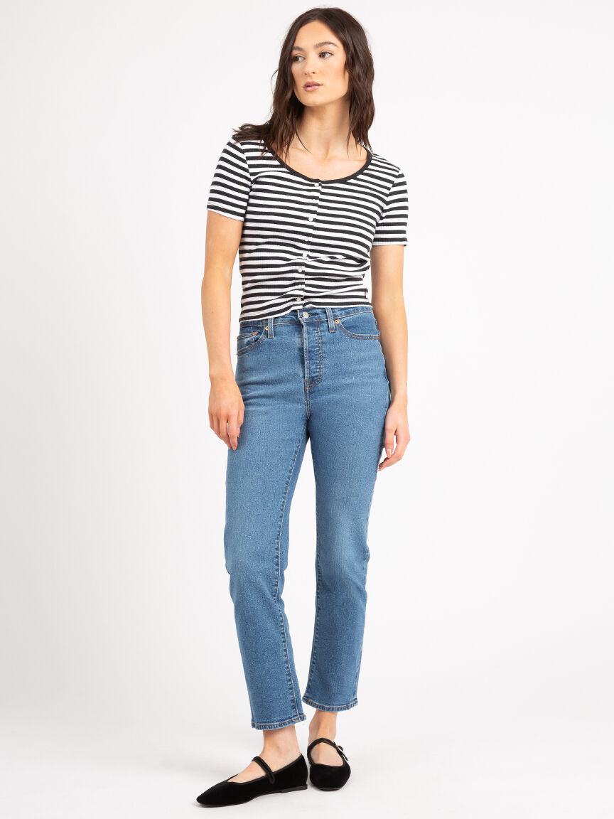 britt short sleeve snap front top Image 2