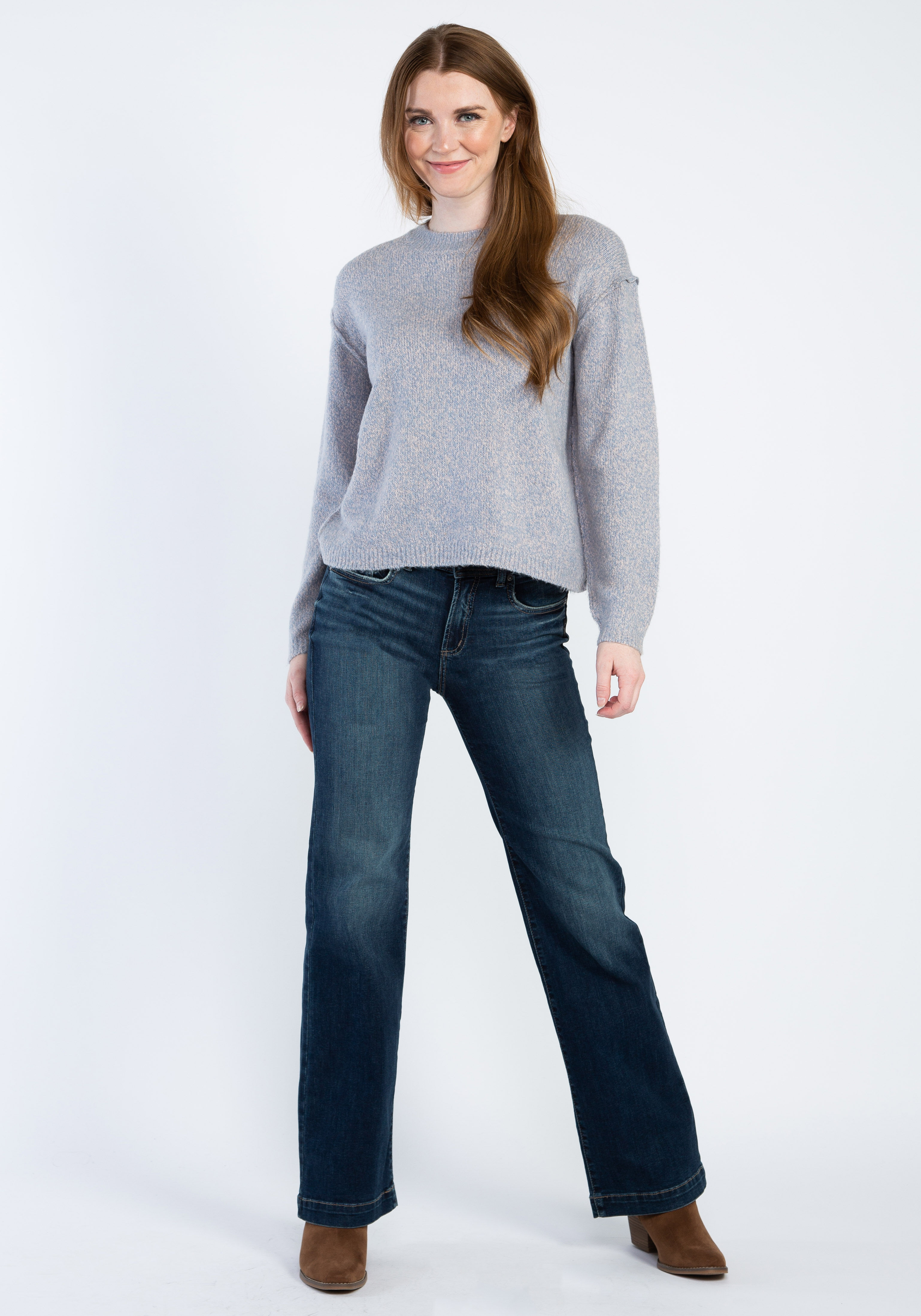 crew neck melange popover sweater Image 3