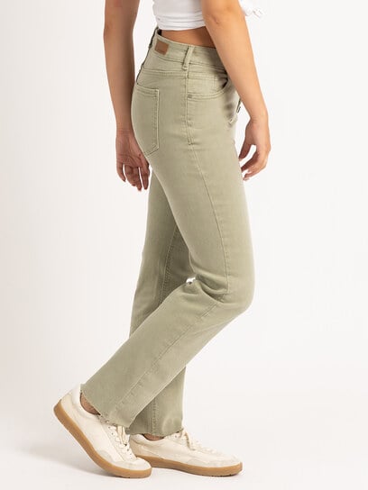 high rise straight jeans - sea glass wash