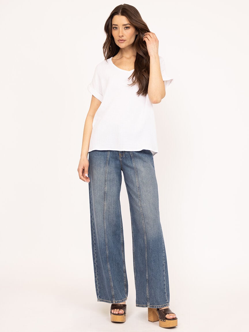 v-neck double gauze top