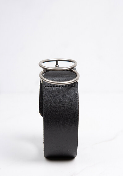 women's leather belt with double o buckle Image 2