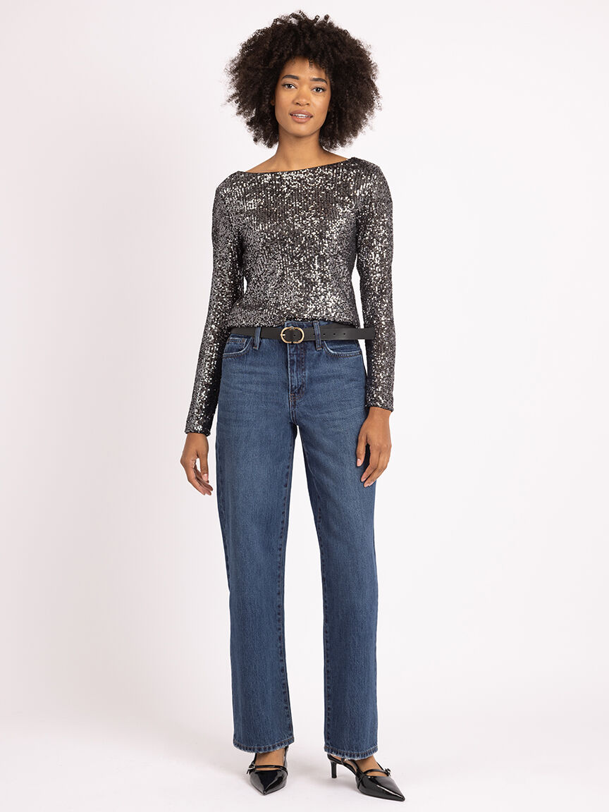 marilyn boatneck sequin top
