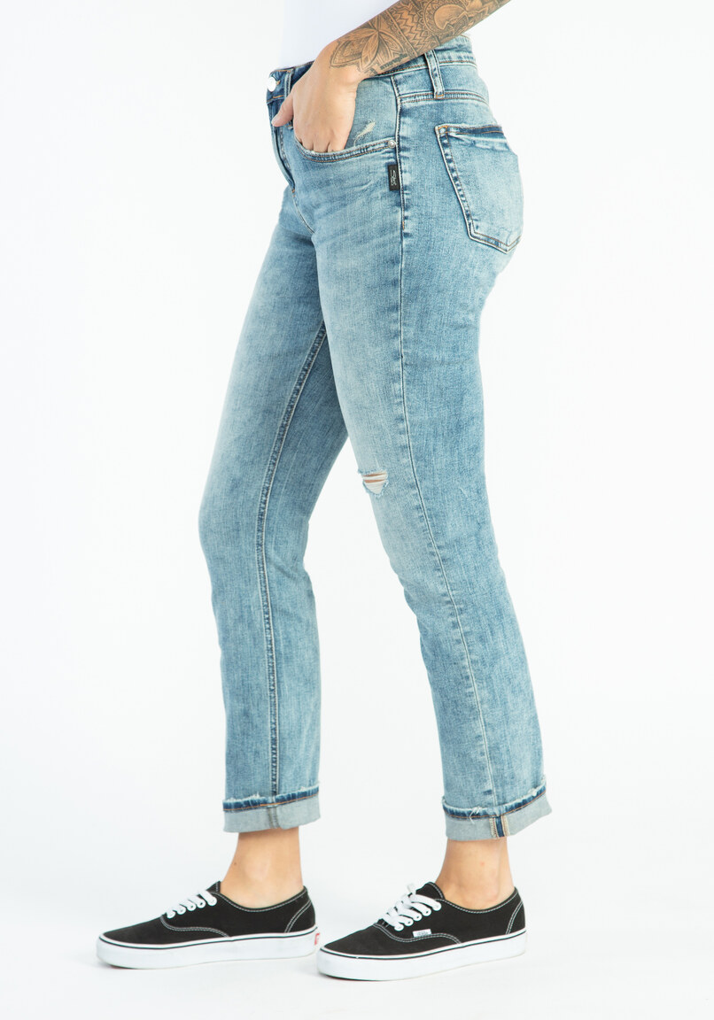 beau mid rise girlfriend jeans | SILVER