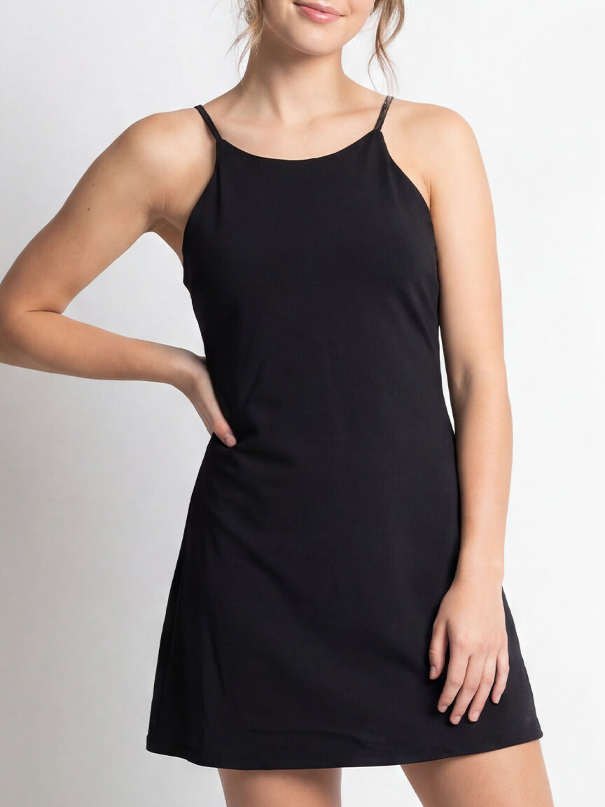 high neck short dress