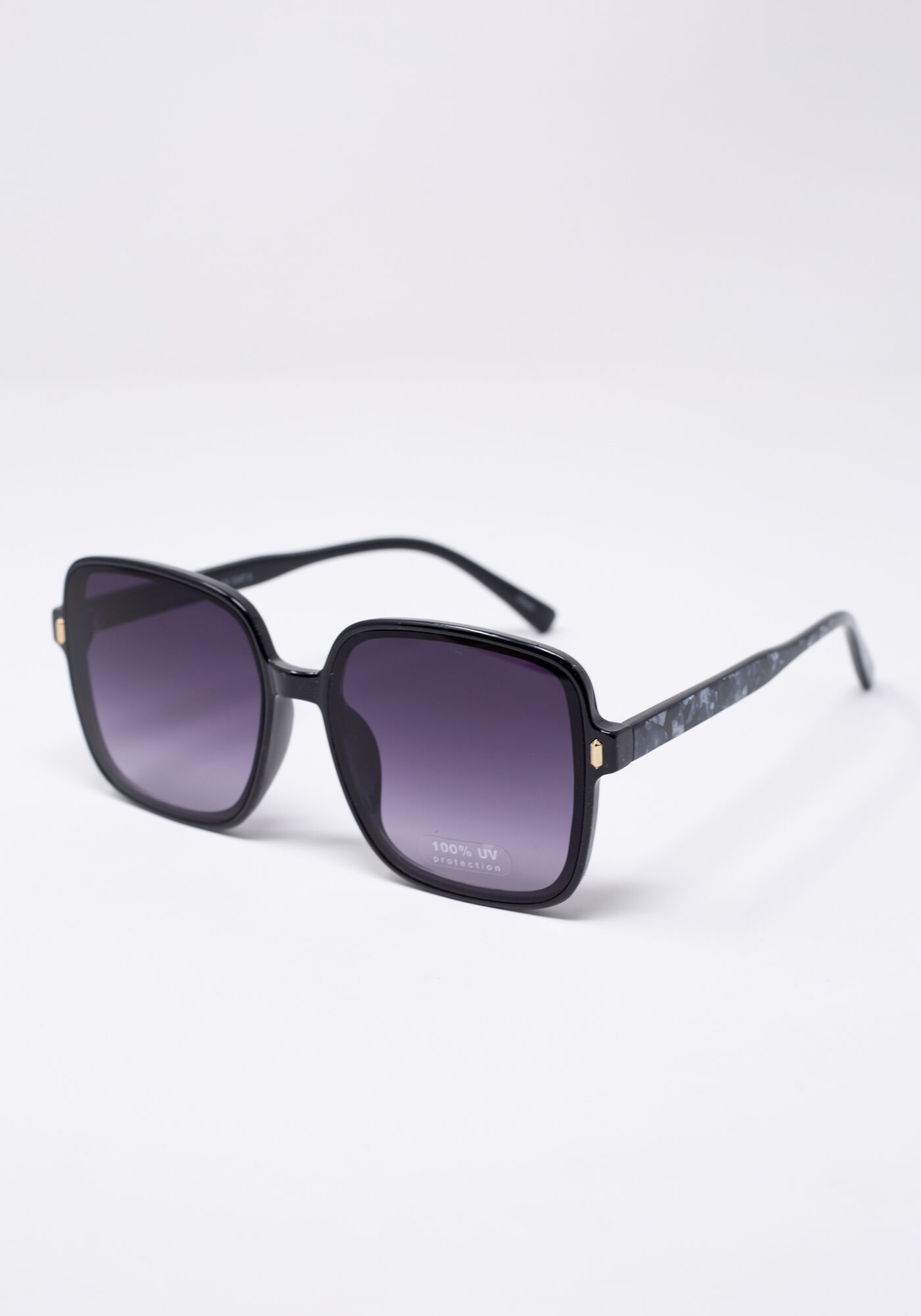 marble print large square black frame sunglasses Image 2