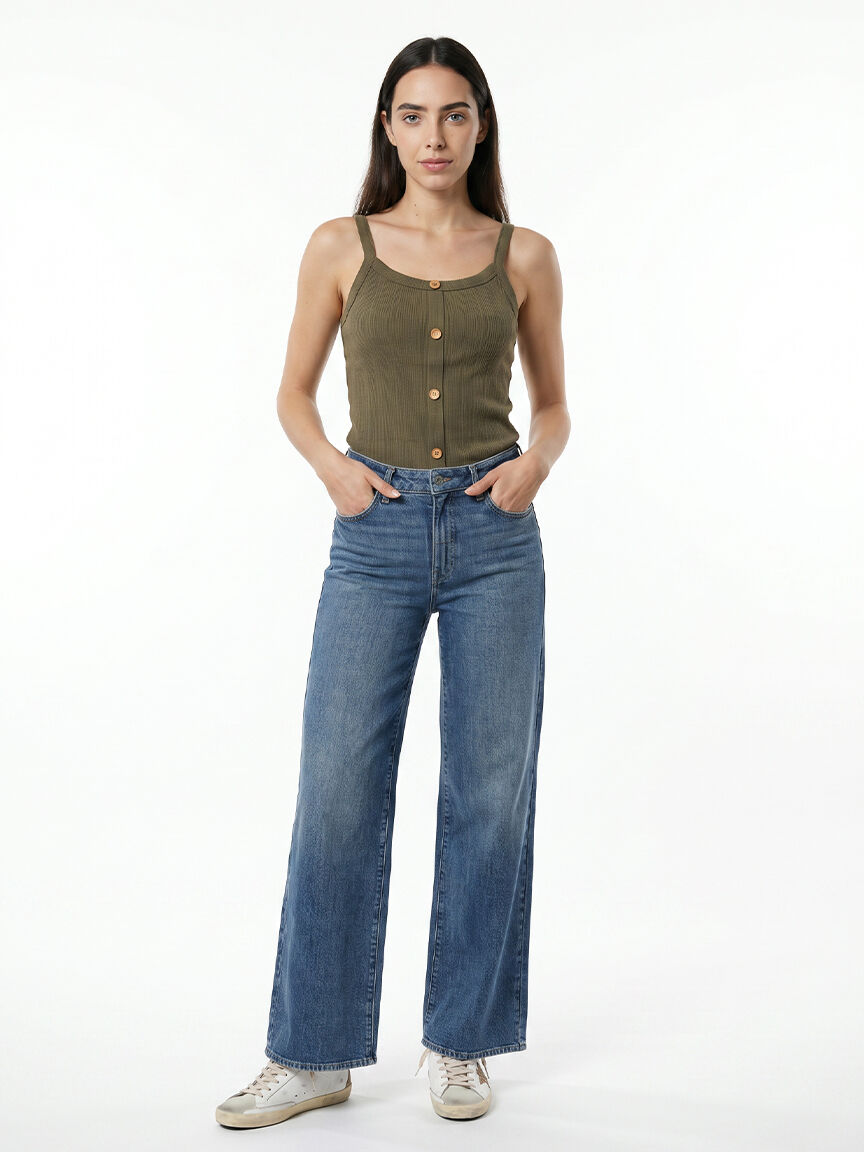ribbed tank with faux button front Image 2