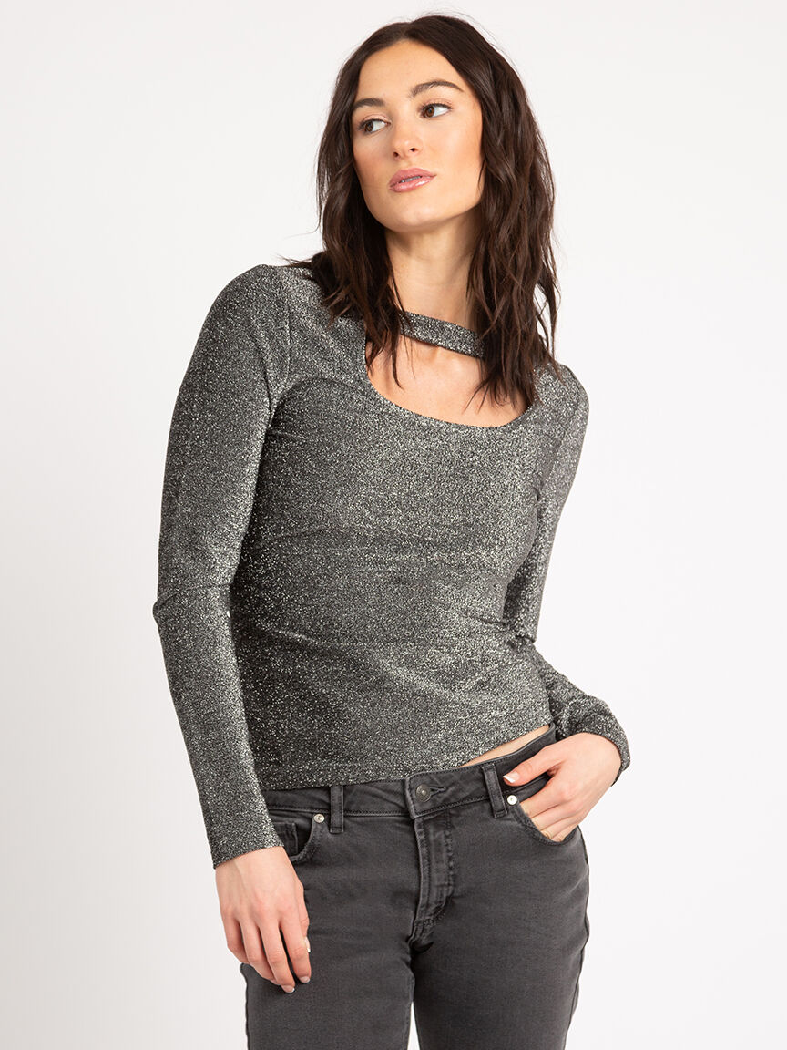 tish lurex peek a boo rib top Image 1