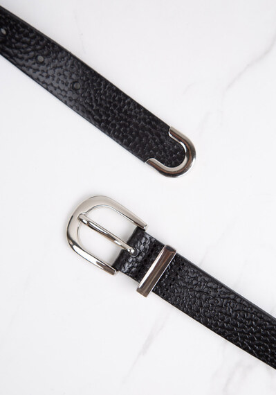 women's leather belt in textured italian leather Image 3