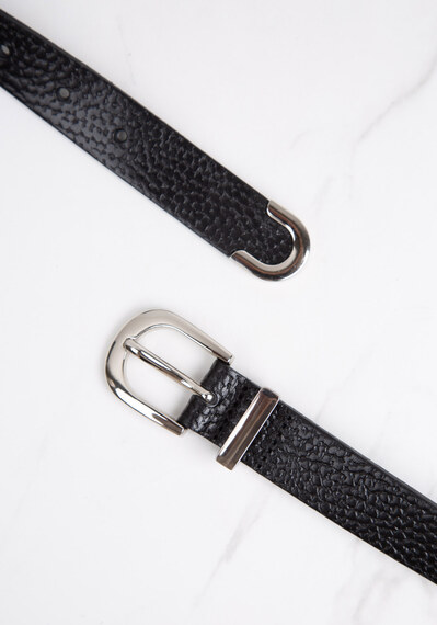 women's leather belt in textured italian leather women's leather belt in textured italian leather Image 3