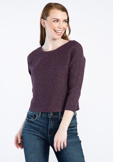 anne boatneck popover sweater w/ lurex