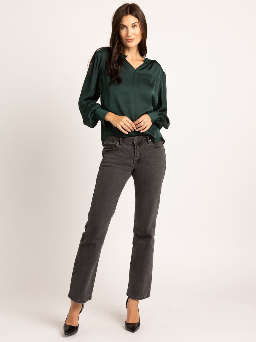 Satin peasant blouse sales