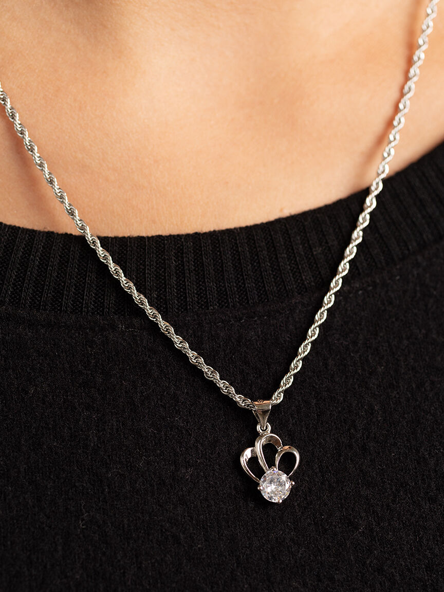 silver necklace with jewel pendant Image 3