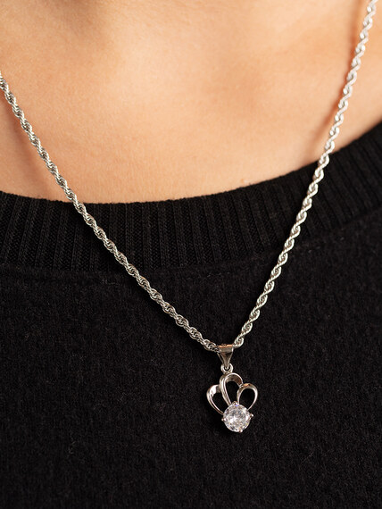 silver necklace with jewel pendant silver necklace with jewel pendant Image 3