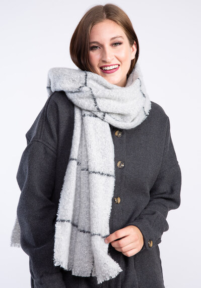 plaid rectangle scarf w frayed edge plaid rectangle scarf w frayed edge Image 3