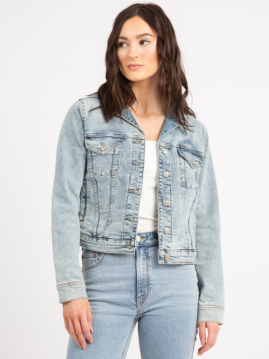 Fitted jean jacket women online