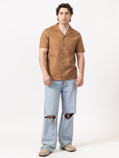 isaac stripe textured 2 pkt camp collar shirt isaac stripe textured 2 pkt camp collar shirt