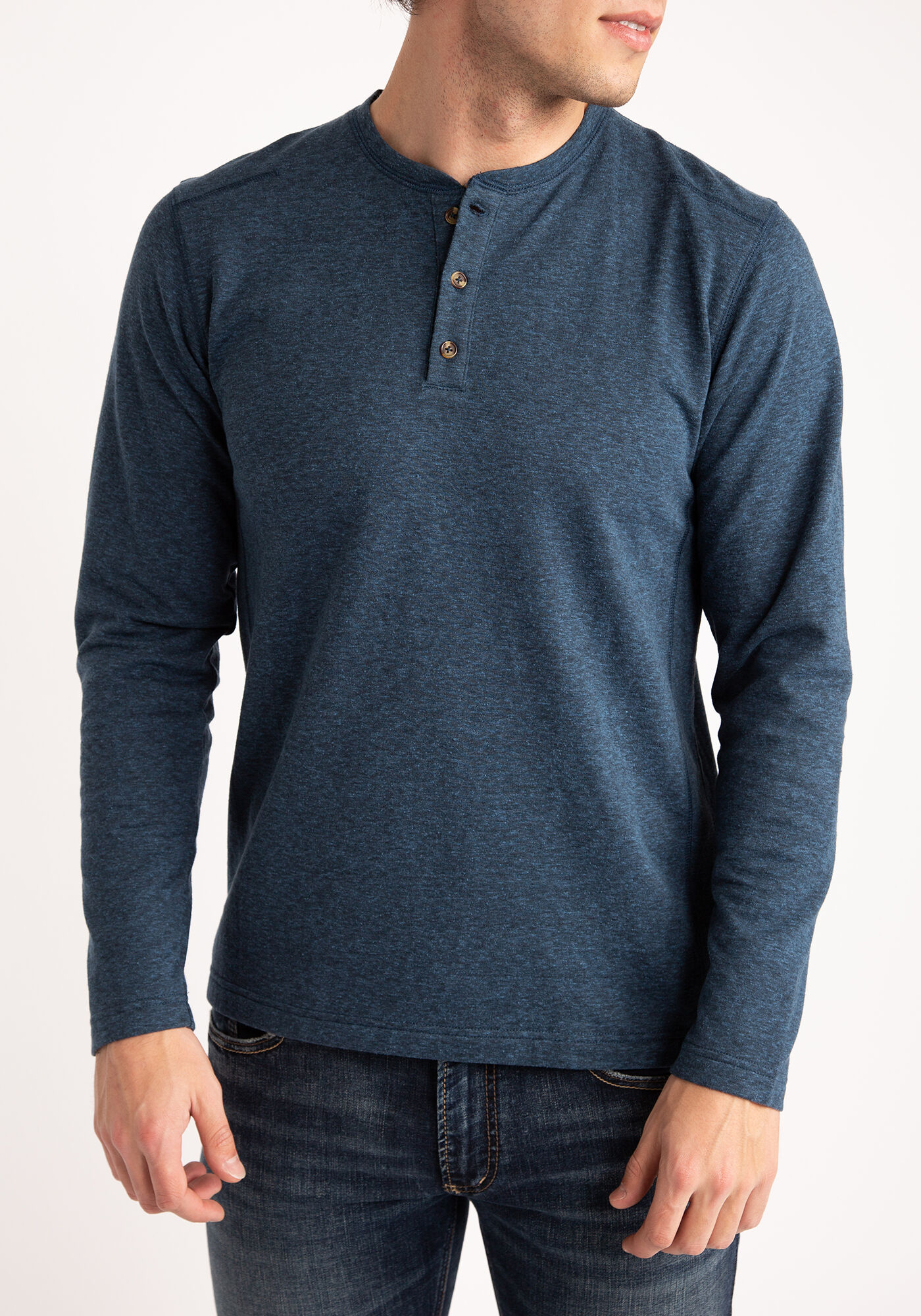 brushed long sleeve henley shirt Image 4