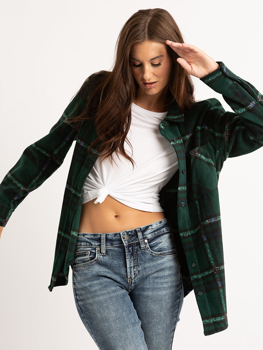 dinah button front fleece shirt Image 1