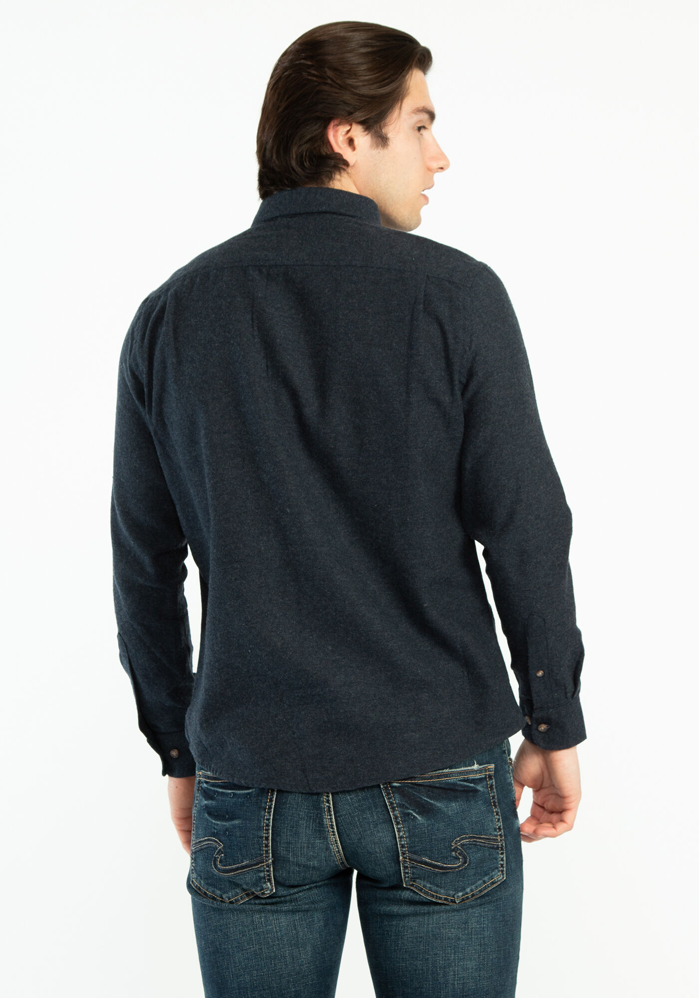 solid melange  flannel shirt Image 2