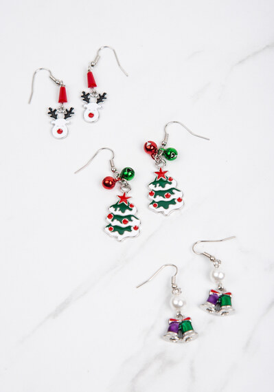 christmas earrings bells wreath and tree Image 1
