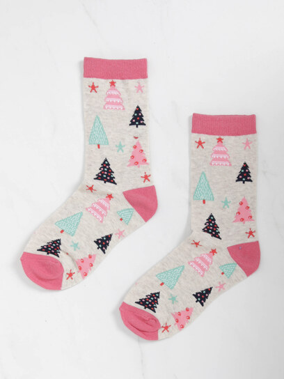 women's holiday tree socks