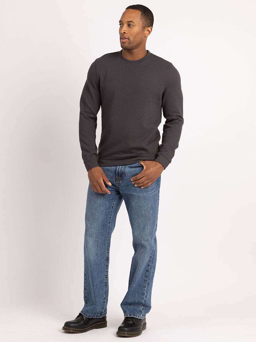 Waffle knit crewneck sweater cheap