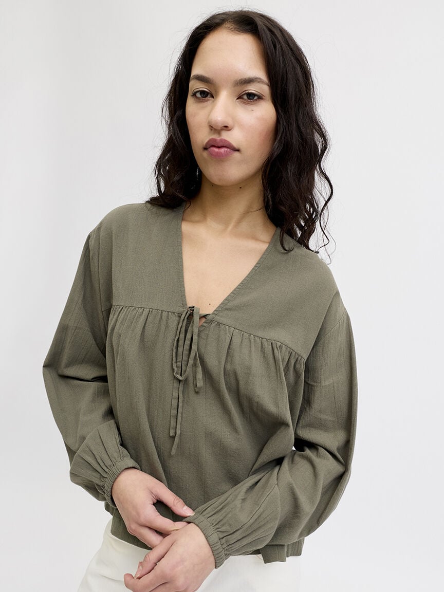 kia v-neck blouse