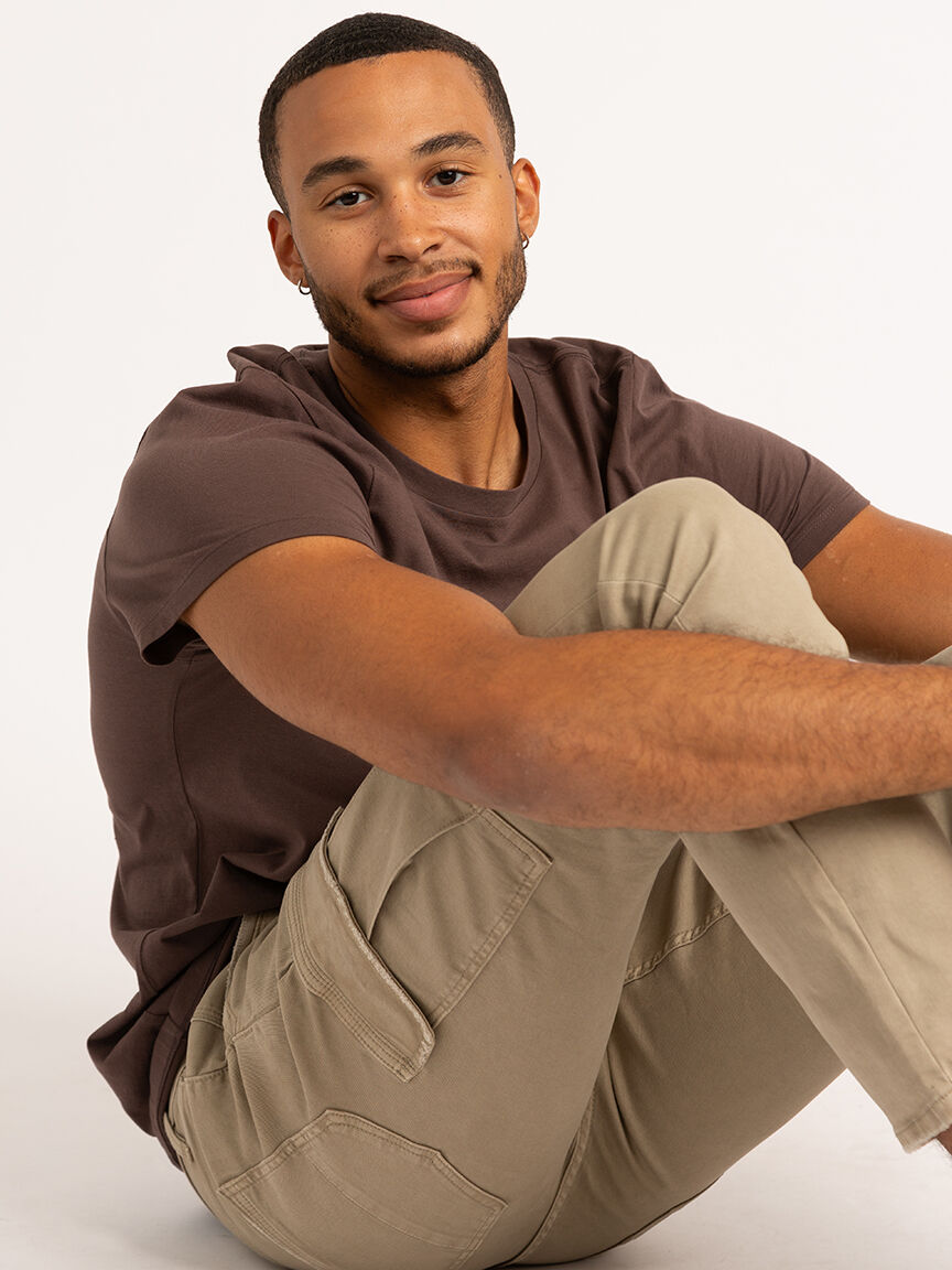 men's slim straight flax cargo pants Image 1