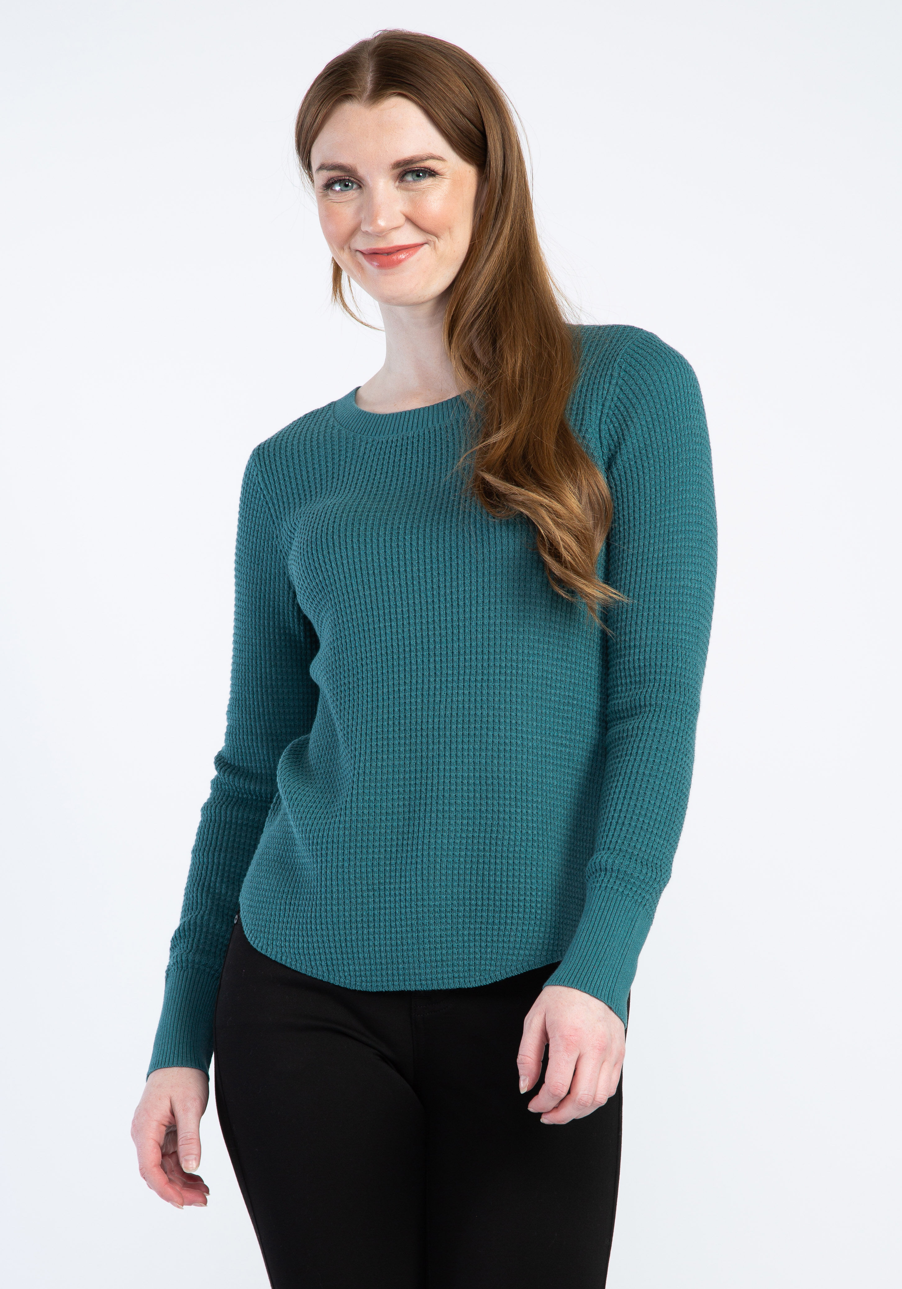 maria waffle crew neck sweater Image 1