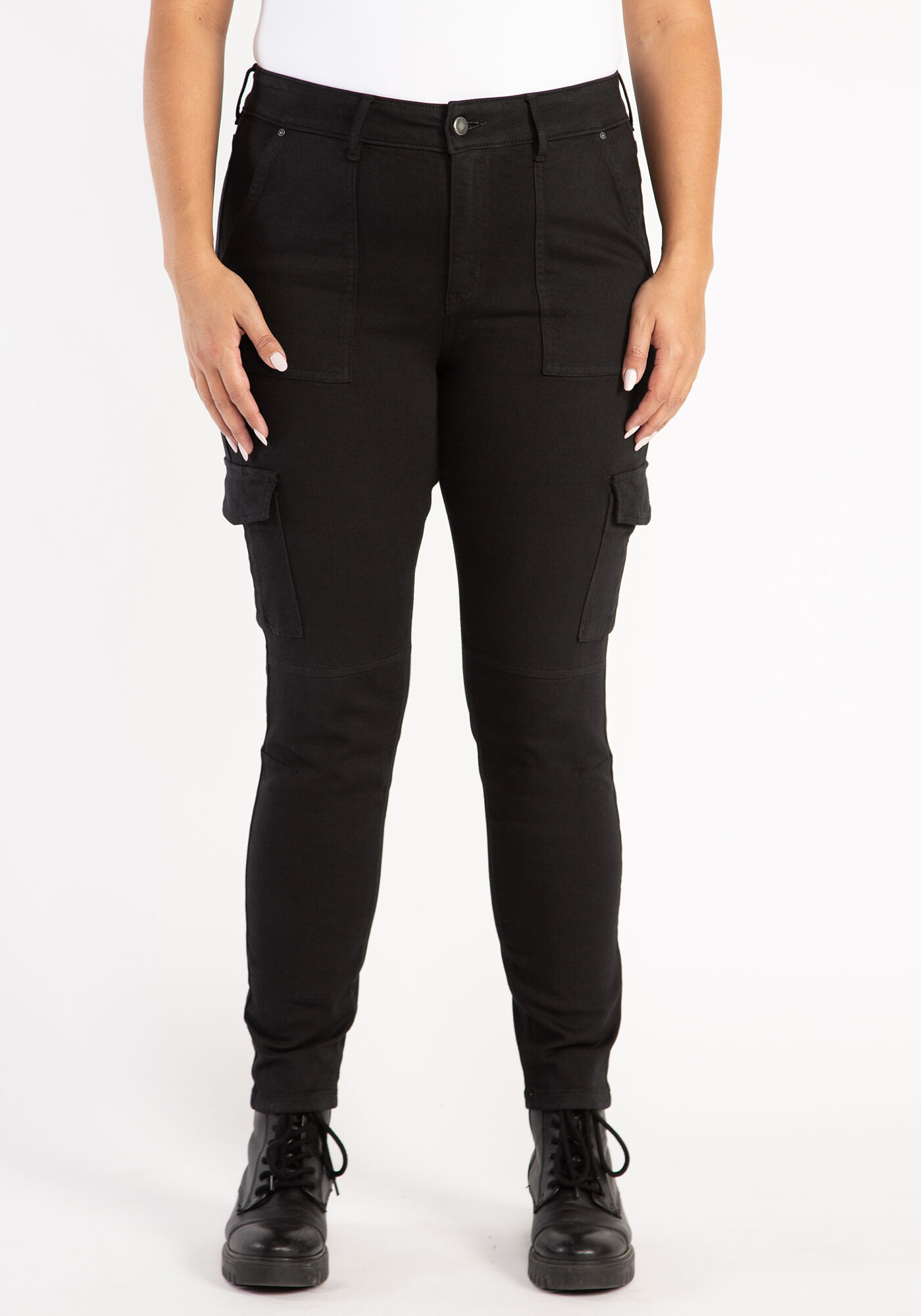 high rise skinny coloured cargo Image 3