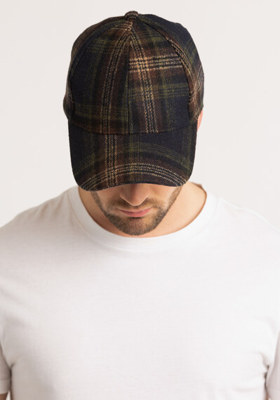 men's plaid wool blend baseball hat Image 3