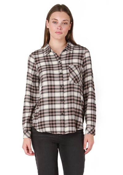 plaid textured button front Image 1