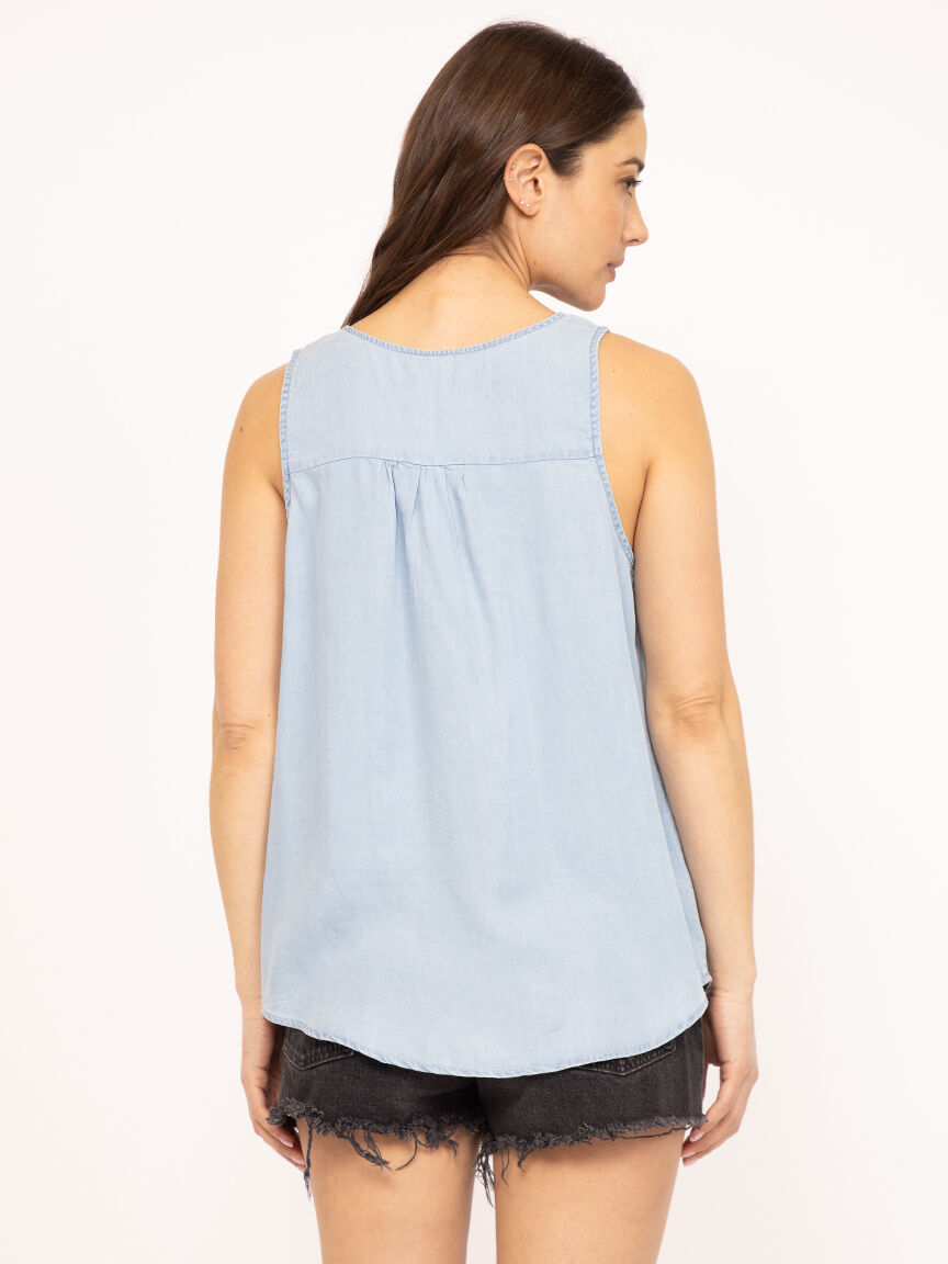 scoop neck chambray tank