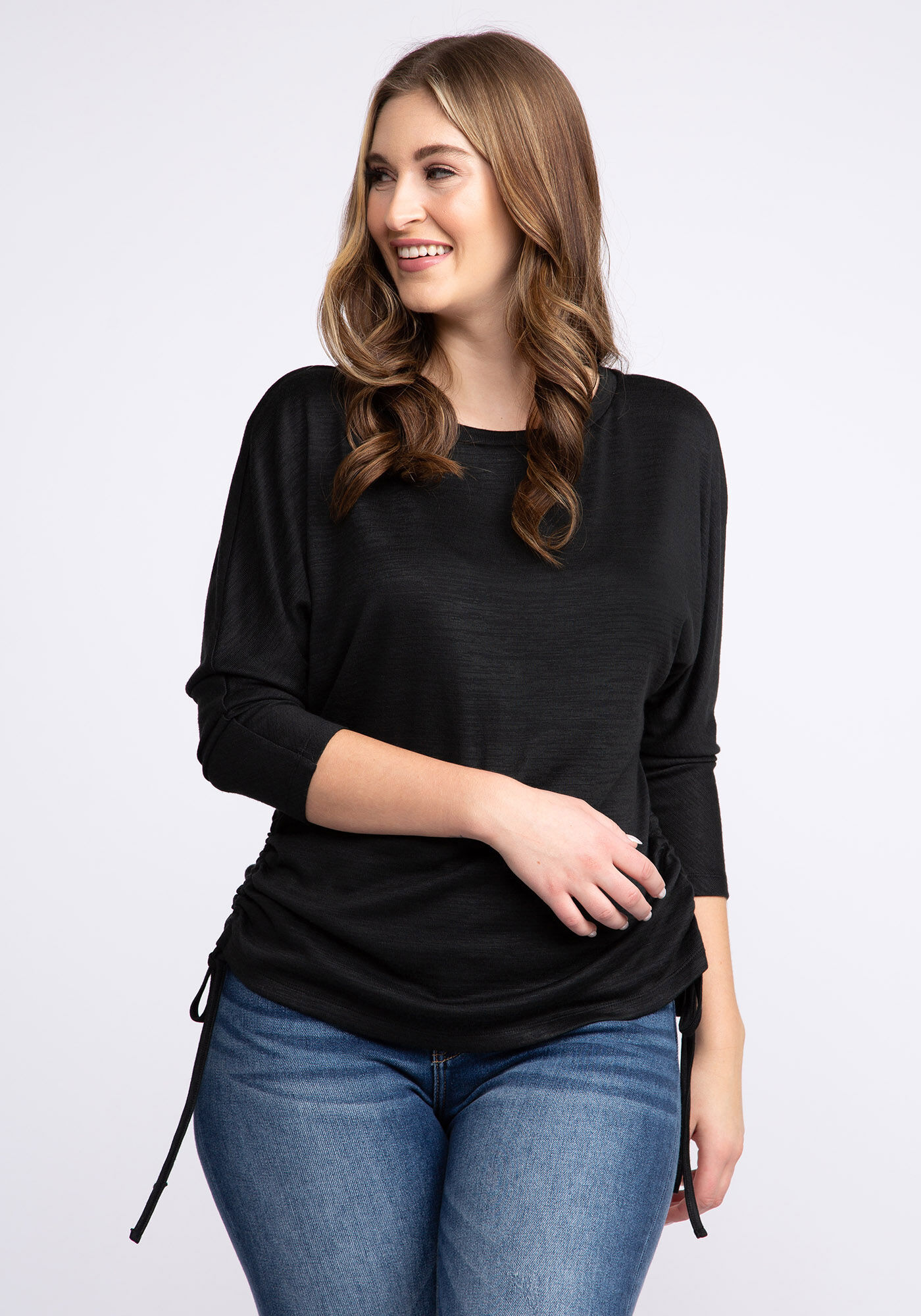 desiree 3/4 dolman sleeve side tie top Image 1