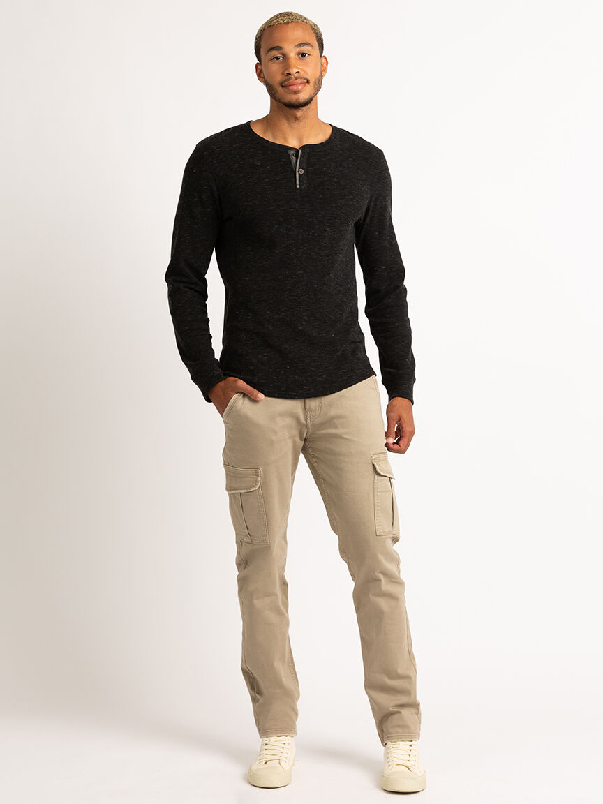 everett waffle textured henley long sleeve Image 3