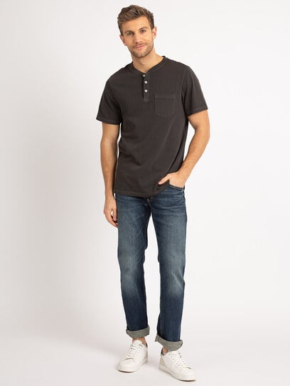 Murray Washed Henley T with Pocket