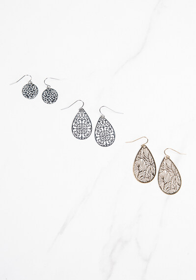 3 pack filigree earrings drops on fishhook Image 2