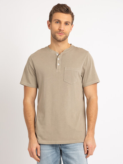 Murray Washed Henley T with Pocket Image 1