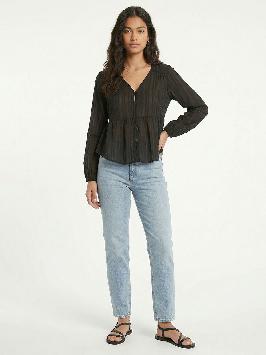 long sleeve dobby blouse